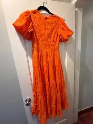 Showpo maxi orange Lace Dress with Puff Sleeves thumbnail 3