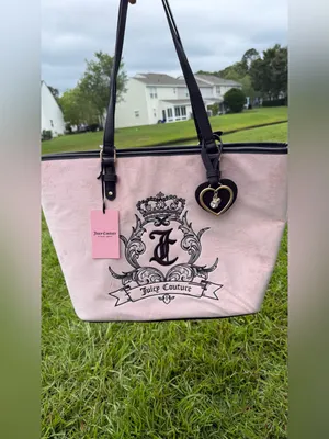 Juicy Couture Light Pink Tote with Black Trim and Heart Charm thumbnail 2