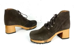 Sanita Womens Ulla Danish Clogs Lace Up Platform Block Heel Coffee Brown Size 37 thumbnail 2