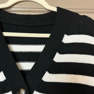 Black and white striped cardigan thumbnail 3