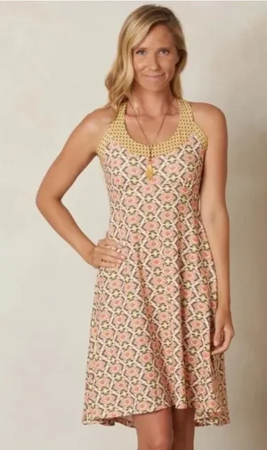 prAna Cali Dress in the Safari Guava geometric print thumbnail 1