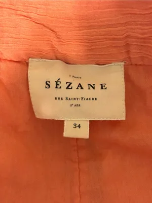 Sézane Paris Coral Tiered Eyelet Mini Dress Size 34 XS Tie Shoulder Ruffle thumbnail 2