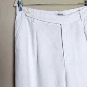Madewell Harlow 100% Linen Pants 14 White Wide Leg Coastal Pleated Pockets thumbnail 11