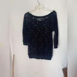 Express Black Lace Long Sleeve Top  Size Small thumbnail 8