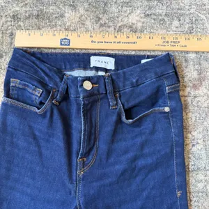 FRAME Le Mini Boot Jeans Dark Indigo High Rise Slit Hem Size 28 thumbnail 5