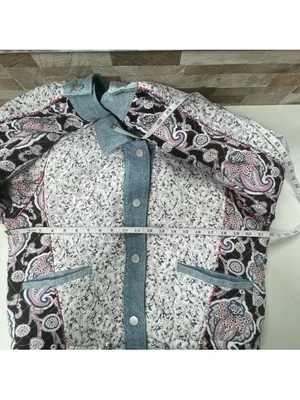 BLANK NYC Anthropologie Reversible Patchwork Denim cotton Jean Jacket XS fits M thumbnail 17