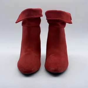 Free‎ People Suede Ankle Boots Women 36 Red Fold Over Cuff Pointed Toe Cone Heel thumbnail 6