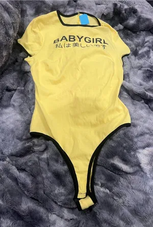 BabyGirl Yellow women’s One-Piece Bodysuit with Black Trim thumbnail 1