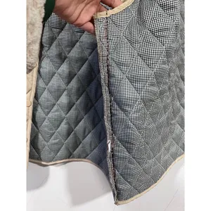 Boutique Vintage Style Beige Quilted Vest Women's Size L Floral Embroidery Pockets thumbnail 6