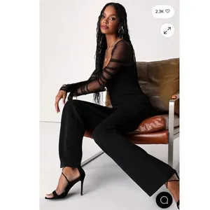 Lulus Black Made to Amaze Dotted Mesh Jumpsuit Small Gothic Cocktail Party thumbnail 12