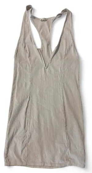 Free People Beige Mini Dress with V-Neck thumbnail 1
