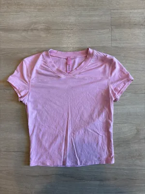 Skims V Neck Cropped Cotton Tee  thumbnail 4
