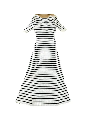 Moon River Ribbed Knit Sweater Midi Dress Nautical Preppy French Girl Chic thumbnail 5