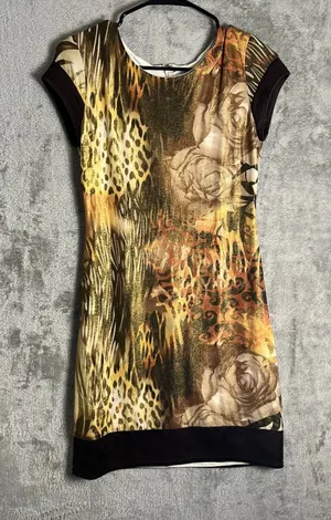 Vintage Cache Abstract Animal Print Dress Boho Glam Y2K Baddie 2000s Glam Size 4 thumbnail 1
