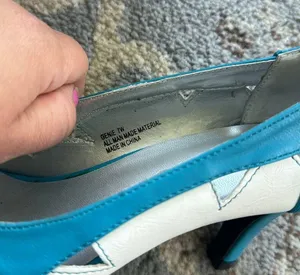 Andiamo Vintage Cutout Heels Turquoise & White 7 thumbnail 8