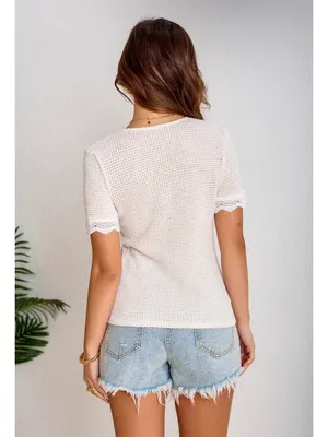 NWT Cupshe Apricot V-Neck Lace Top - Size: Small thumbnail 7