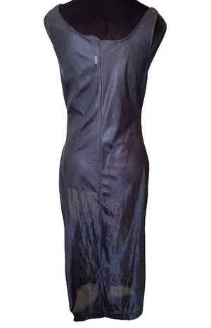 Vintage 90s Black Sheer Silky Satin Goth Grunge Lingerie Intimates Midi Dress thumbnail 4