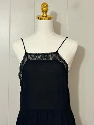 Intimately Free People Black Lace Open Back Slip Mini Dress Size M thumbnail 3