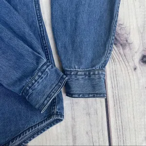 Solutions Denim Christmas Holiday Denim Button Up Shirt Embroidered‎ Small Ugly thumbnail 11