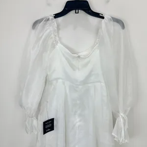 Lulus Darling Image White Chiffon Ruffled Off-the-Shoulder Mini Dress XS NWT thumbnail 7
