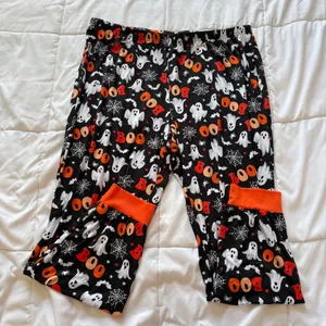 Halloween Ghost Boo Pajama Pants XL PJs Black Orange Joggers Holiday Lounge thumbnail 1