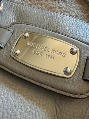 Michael Kors Light Gray Pebbled Leather Satchel with Chain Strap thumbnail 6