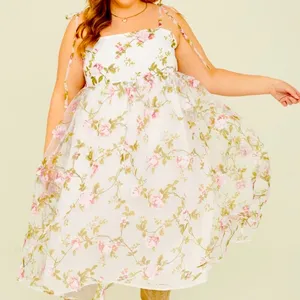 Arula Aria Floral White Pink Appliqué Dress NWT A 1X thumbnail 1