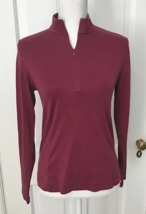 Burgundy‎ Quarter Zip Pima Cotton Golf Sweatshirt thumbnail 1