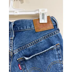 Levis 501 High Rise Distressed Denim Shorts Medium Wash Blue Size 25 Button Fly thumbnail 5