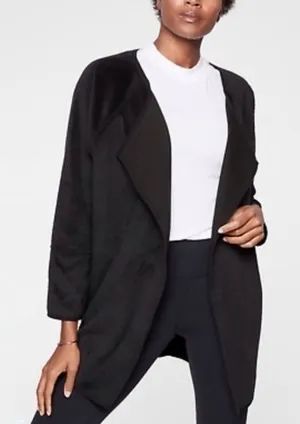 Athleta Cozy Karma Black Draped Open Front Cardigan Fleece Lined Sz M Casual thumbnail 1