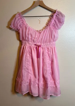 Sugar Thrillz X Dolls Kill Softer Smiles Babydoll Dress in pink thumbnail 1