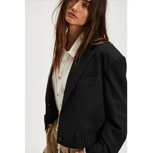 Free People Agnes Cropped Black Jacket NWT Women’s Small‎ thumbnail 12