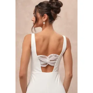 NWT Lulus Regal Classic White Sleeveless Twist-Back Maxi Dress Bridal Wedding S thumbnail 9