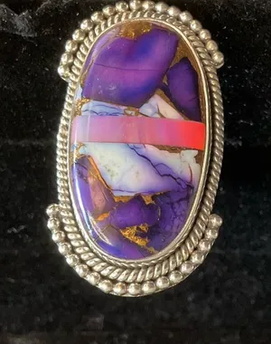 Purple Mojave & Opal With 925 Sterling Silver Ring Size 8 thumbnail 1
