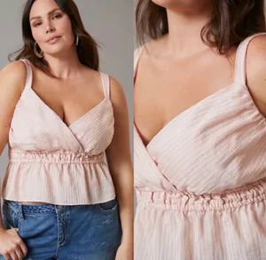 NWT $90 Anthropologie x Maeve Pink Maeve Shirred Pullover Striped Tank XL thumbnail 3