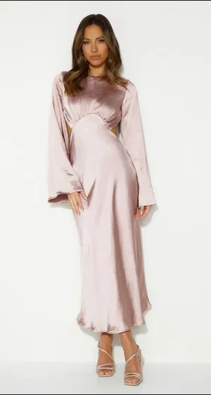 Hello Molly Satin Backless Maxi Dress Rose thumbnail 1