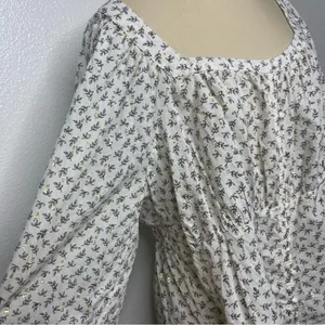 Old Navy Gold White XL Flare Lace Peasant Hippie Top Blouse Puff Sleeve Glitter thumbnail 13