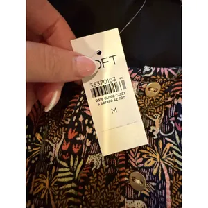 Loft Paradise Pintucked Side Tie Dress Women Medium Green Pink NWT Tropical Boho thumbnail 11