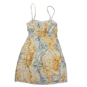 Urban Outfitters Map Print Mini Dress Y2K Spaghetti Strap Bodycon XS thumbnail 5