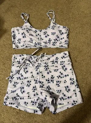 Floral Print Drawstring Bikini Set thumbnail 1