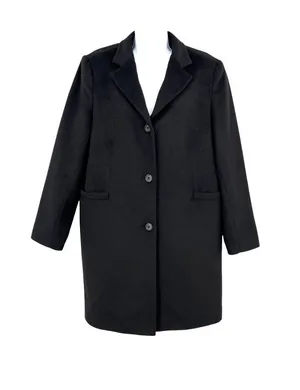 Lauren Ralph Lauren Wool Blend Black Reefer Coat Size 18 Quiet Luxury Minimalist thumbnail 1