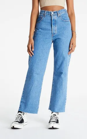 Levi's Ribcage Straight Ankle Jeans Blue Womens 30 High Rise Fray Hem Button Fly thumbnail 1