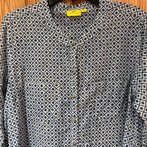 Roberta Roller Rabbit‎ Gold Button Down Geometric Print Shirt Tunic Size Large thumbnail 2