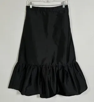 Zara Womens Black Ruffle Hem Midi Skirt Side Zip Elastic Waist M 7521/252/800 thumbnail 1