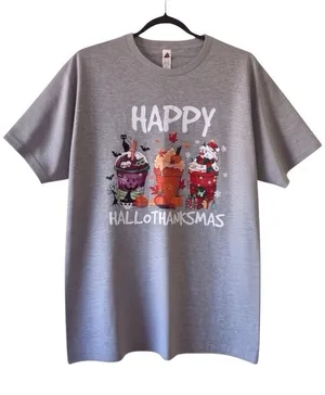 Source Unknown Happy Hallothanksmas Graphic Tee XL Halloween Thanksgiving Christmas brand new thumbnail 1