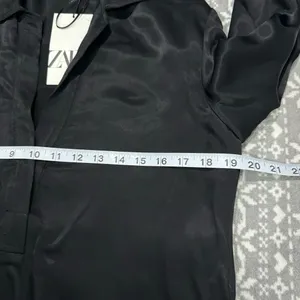 Zara Black Satin Blouse Embellished Jeweled Wide Cuffs Small Elegant Minimalist‎ thumbnail 12