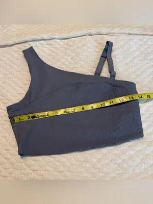 Avia Ribbed Asymmetrical Athletic Workout Top Sports Bra Size Medium Yoga Gray thumbnail 8