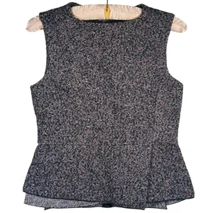 Derek Lam Silk Alpaca Tweed Peplum Top Womens 4 Gray Career Work Academia Office thumbnail 2