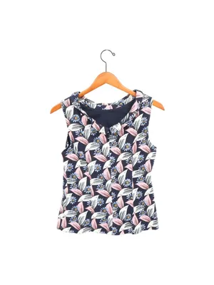 Boden Martha Sleeveless Lined Floral Top 8 Blue thumbnail 4