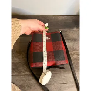 Coach Mini Town Bucket Bag Buffalo Plaid Red Black Crossbody C1548 thumbnail 9